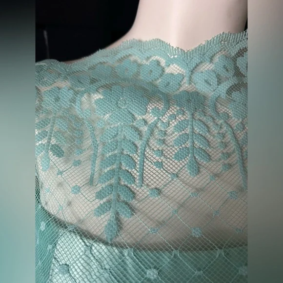 SOLDSOLDSOLD Vintage 60s/70s aqua lace dress - Picture 4 of 11